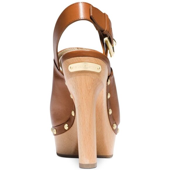 NWOT Michael Kors brown leather slingback clog heeled mule - Picture 4 of 13